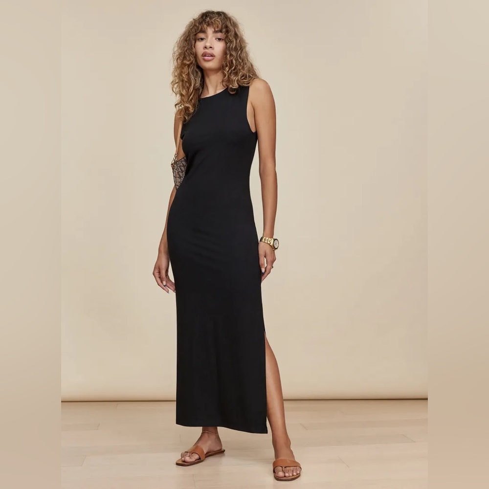 Reformation Nila Knjt Maxi Dress Size XS Black Sleeveless Formal